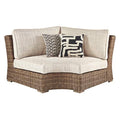 Signature Design by Ashley Beachcroft Farmhouse Wicker Curved Corner Chair Beige