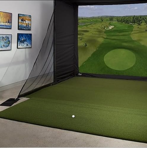 Big Moss Golf Indoor Simulator Practice Bay with Hitting Green for 9 Ft Ceiling Height Multicolor