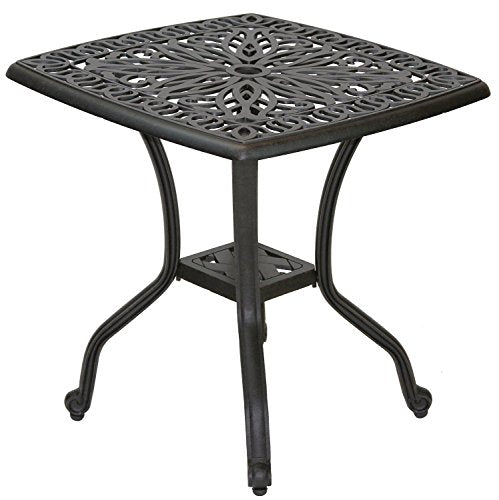 Patio Land Elizabeth Outdoor Patio 3pc Chaise Lounges Set Dark Bronze Cast Aluminum Walnut