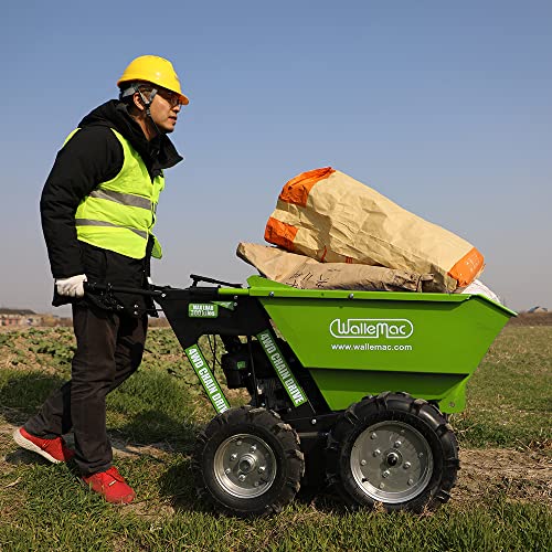 Wallemac Compact All Terrain Wheelbarrow 550lbs Gas Powered Green