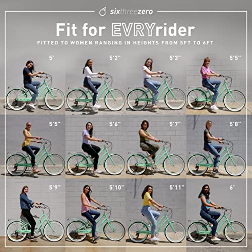 sixthreezero Women's Beach Cruiser Bike Hybrid Bicycle Mint Green w/Brown Seat/Grips