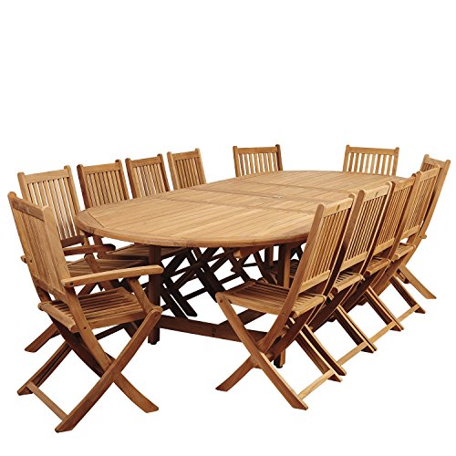 International Home Miami Amazonia Teak 13 Piece Extendable Patio Dining Set Brown