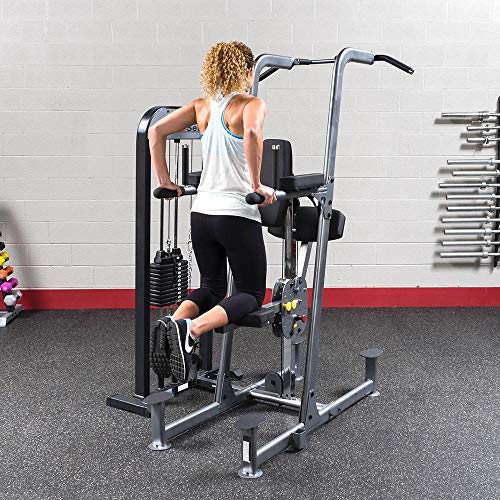 Body-Solid FCD-STK Selectorized Knee Lift Tower with Weight Assist Black Gray