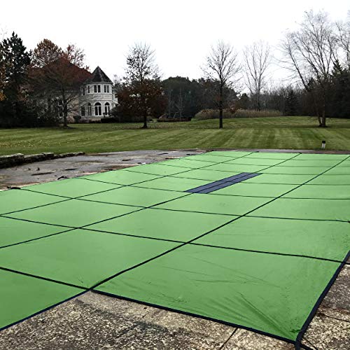 WaterWarden Premium Pool Safety Cover 16'x32' Solid Green With Drain Panel
