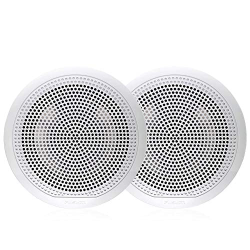 Fusion Entertainment Marine Receiver with 1 Pair EL-F651W 6.5" Speakers White Classic Grills