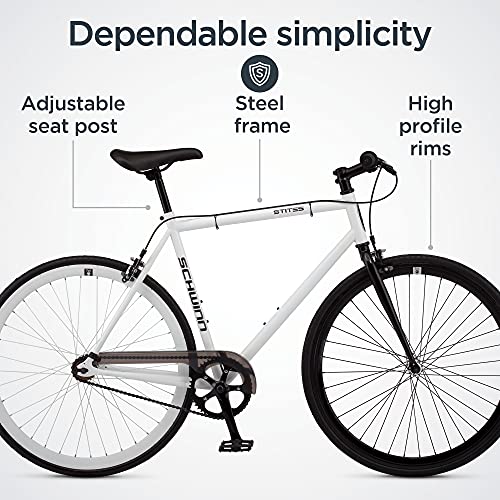 Schwinn Stites Fixie Adult Commuter Road Bike White