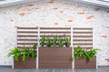 Vita Urbana 11-Foot Embossed Vinyl Parklette Planter Combo with Trellis Espresso Brown