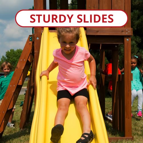 Swing-N-Slide Scrambler Playset with Swings, Slide & Rock Wall Yellow