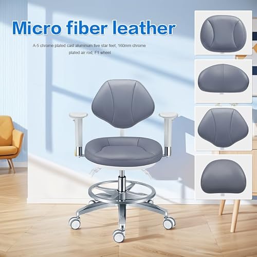 TEPTOARCH Microfiber Leather Doctor's Chair with Armrests White