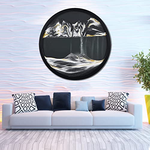 AECEVAN Wall Mount Moving Sand Art 23.6'' Round Glass Sculpture I