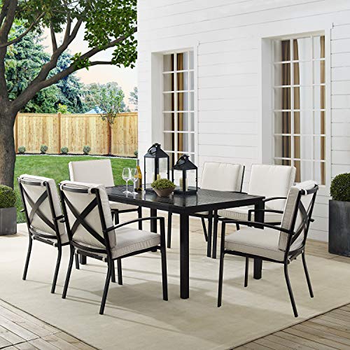 Crosley Furniture Kaplan 7-Piece Outdoor Dining Set Oiled Bronze with Oatmeal Cushions