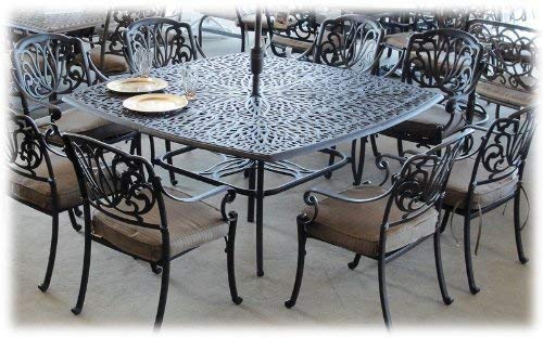 Patio Land Elizabeth Outdoor 9-Piece Dining Set Square Table 64" Dark Bronze