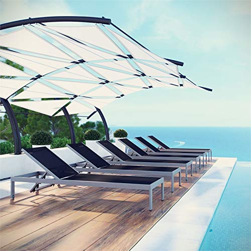 Pemberly Row Modern Aluminum Patio Chaise Lounge Set of 6 Black