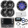 Enrock Marine Infinity PRV-315.2 Bluetooth AM/FM Radio Receiver with 4x 6.5" Speakers, 10" Subwoofer, 5-Channel Amplifier, and Accessories Chrome