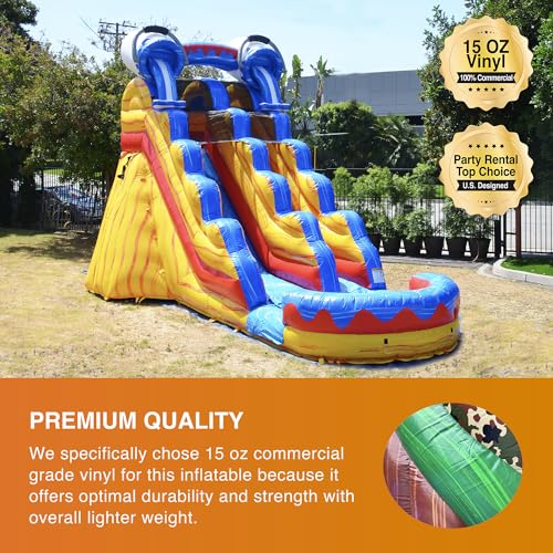JumpOrange 15' Splash Commercial Grade Inflatable Water Slide with Pool Splash