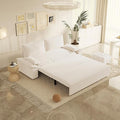 KEIKI 3-in-1 Convertible Sleeper Sofa Velvet Loveseat Bed Queen with Pillows Beige