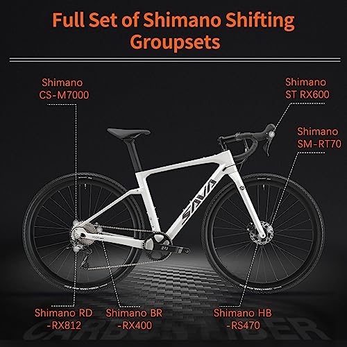 SAVADECK Carbon Gravel Road Bike GRX600 11-Speed Black 47cm