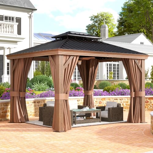 oneinmil 10' x 12' Hardtop Gazebo Brown
