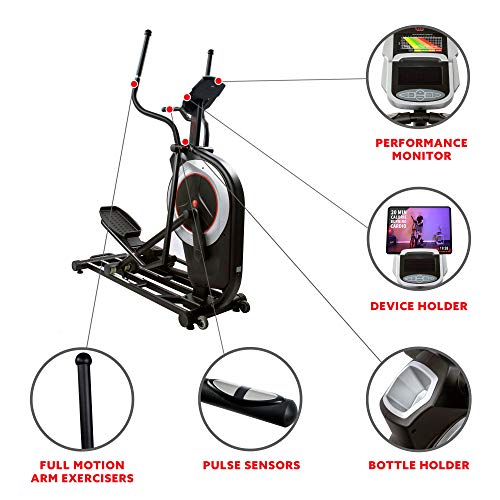 Sunny Health & Fitness Electric Elliptical Trainer with Programmable Monitor - SF-E3875 Black