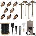 VOLT 12V Brass Bronze LED Landscape Lighting Kit (8 Spotlights, 4 Path Lights) Bronze