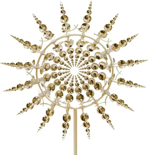 KWJTOY Garden Windmill Outdoor Decor Gold