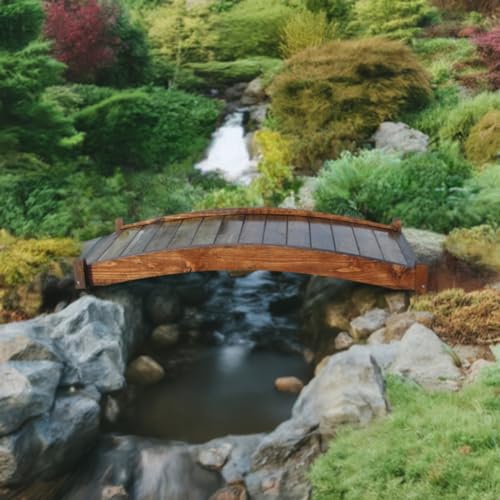 SamsGazebos Zen Japanese Style Wood Garden Bridge 6' Brown