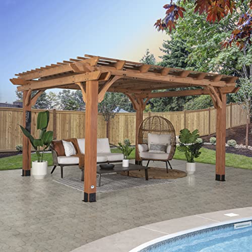 Backyard Discovery Beaumont 14' x 12' Cedar Wood Pergola Kit Light Brown