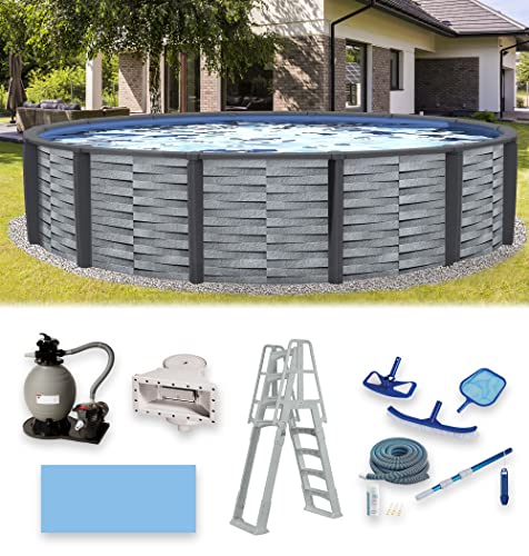 Blue Wave NB19833 Affinity 18-ft Round 52-in Deep Above Ground Swimming Pool Gray