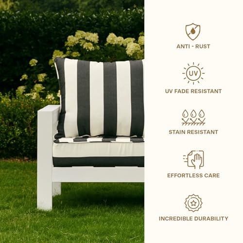 Honeycomb Outdoor Edisto Seat Modular Patio Furniture Black Aluminum Chair Heathered Solid Blue
