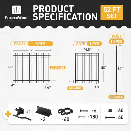 Fencer Wire 52FT Heavy Duty Pinnacle Fence Barrier Kit Black