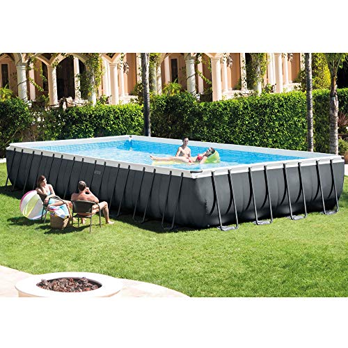 Intex Rectangular Ultra XTR Frame Above Ground Swimming Pool with Pump, Sand Filter, Pool Ladder, Ground Cloth, and Pool Cover