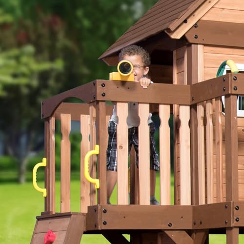Backyard Discovery Mount Triumph Cedar Swing Set Light Brown