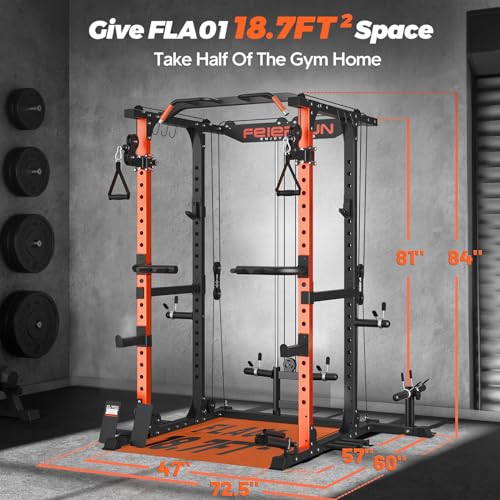 FEIERDUN Multi-function Squat Rack Power Cage FLA01 Orange
