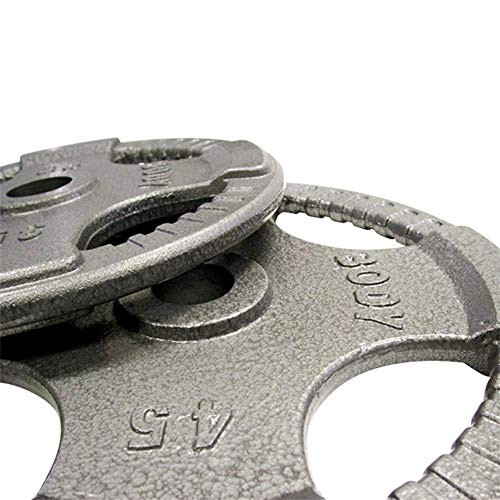 Body-Solid (OST255) Cast Iron Olympic Quad Grip Weight Plate Set Chrome Gray