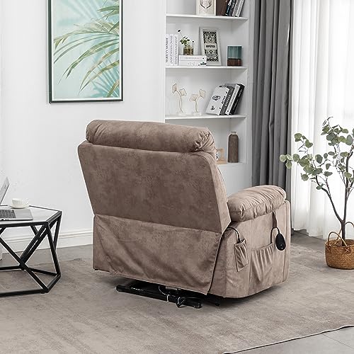 FANYE Electric Power Lift Recliner Chair with Massage and Heat Light Brown