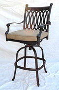 theWorldofpatio Grand Tuscany Cast Aluminum Barstool Set of 4 with Sunbrella Cushions Antique Bronze