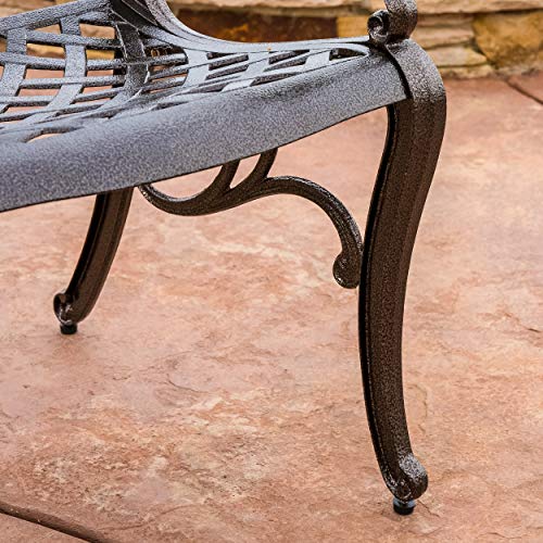 Christopher Knight Home Hallandale 5-Pc Outdoor Cast Aluminum Dining Set Hammered Bronze