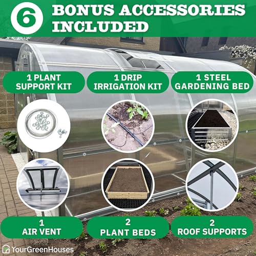 YourGreenHouses Polycarbonate Greenhouse Tunnel Clear 10x26 FT