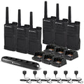 Motorola Solutions 6 x RMM2050 On-Site 2-Way Radio Bundle with Charger & Remote Speaker Mics Black