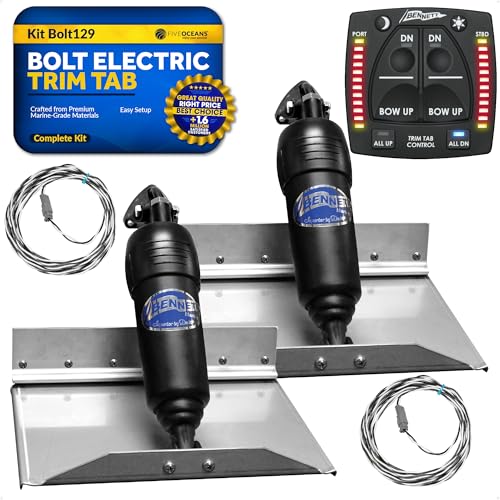 Bennett Marine Bolt Electric Trim Tab System 12" x 9" Black and Silver