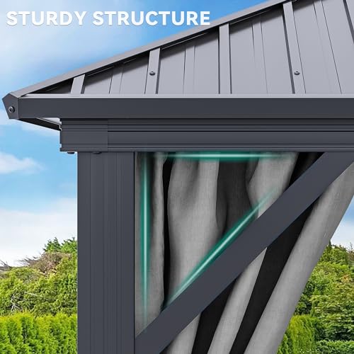 YITAHOME 10X10FT Metal Hardtop Gazebo Outdoor Patio Canopy Gray