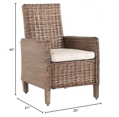 Signature Design by Ashley Beachcroft Wicker Arm Chair with Cushion, 2 Count Natural