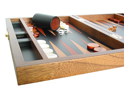 Zaza & Sacci Wood Backgammon Board Game Set Medium Brown/Black 16 Inch