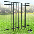 Fencer Wire Heavy Duty Flat Top Fence Barrier Panel 5FT x 6FT Black, Pack of 5