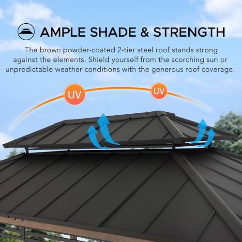Sunjoy Wooden Grill Gazebo 8x12 ft Brown