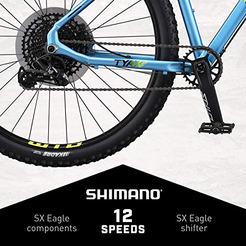 Mongoose Tyax Expert Mountain Bike 29-Inch Wheels Tectonic T2 Aluminum Frame Hydraulic Disc Brakes Mens Large Black/Blue