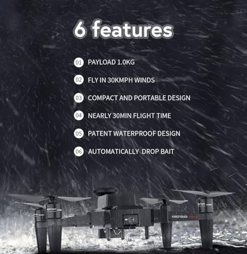 Camoro Waterproof Fishing Drone with Bait Release 4K Camera Black