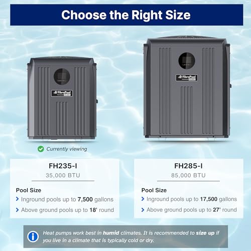 FibroPool Swimming Pool Heat Pump Full Inverter FH235 35,000 BTU Black