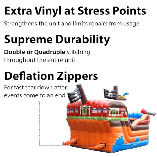 TentandTable Inflatable Pirate Ship Bounce House with Slide - Commercial Grade, Includes Blower