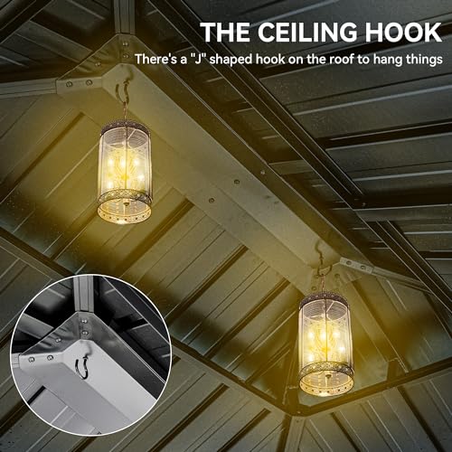 YITAHOME 11x13FT Wooden Frame Gazebo Double Roof Hardtop Canopy with Curtain and Netting Beige Yellow